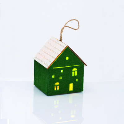 ^FELT HOUSE WOODEN ROOF ΠΡΑΣΙΝΟ 1 MINI LED ΔΙΑΚ ΘΕΡΜΟ ΛΑΜΠ ΜΠΑΤ 3*AG10 (ΣΥΜΠΕΡΙΛΑΜΒ) 8*8*9,6cm  -X09119258